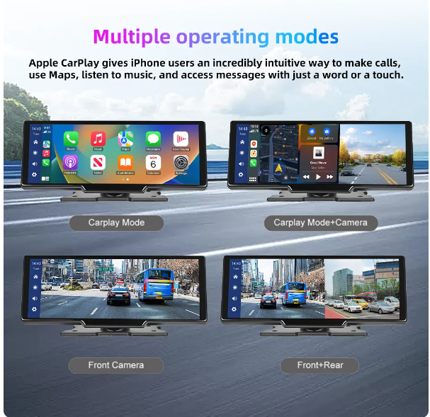 Portable Car Stereo for Wireless Apple Carplay & Android Auto,10.6 Inch HD IPS 1600x600 P Touch Screen