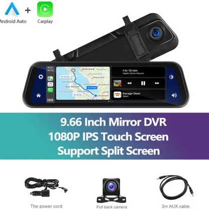 Mirror Camera for Car, Touch Screen Drive Recorder Front and Rear Camera, Voice Control